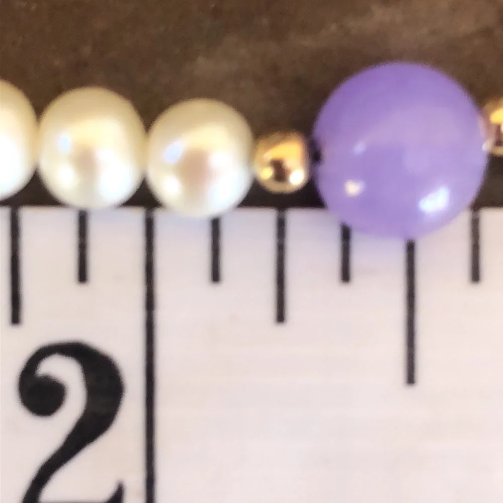 Vintage 14k Gold Colors of Jade Pearl Bead Necklace